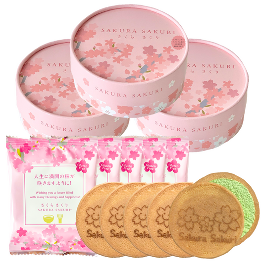 【丸箱】さくらさくり〜グルテンフリー ゴーフレット抹茶味〜(メッセージ個包装)